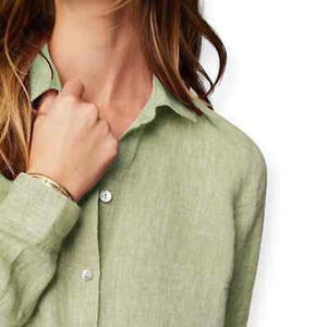 J. Jill Love Linen Succulent Green Button Down Tunic XS